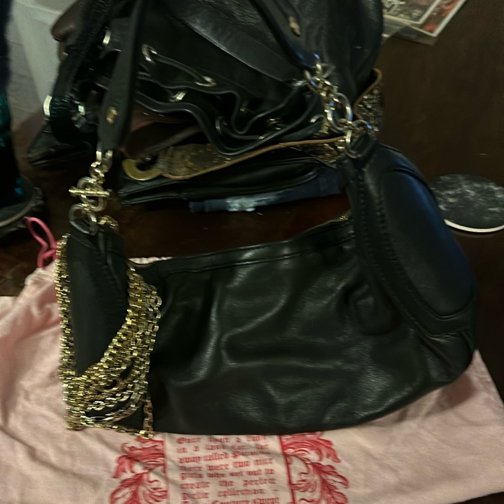 Vintage Juicy Couture black purse with gold chain accents